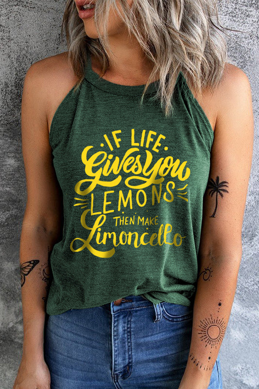 Slogan Graphic Round Neck Tank