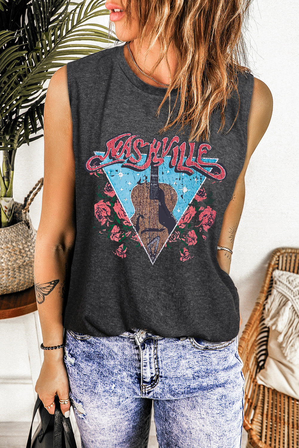 NASHVILLE Graphic Round Neck Tank